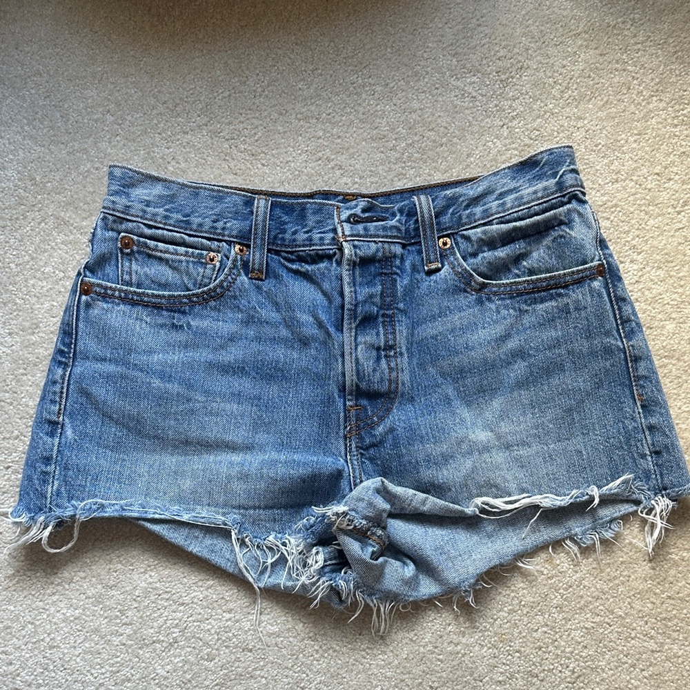 Classic Blue Denim Levi Cutoff Shorts - Women's 29